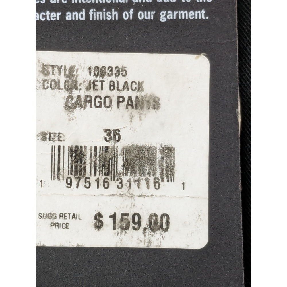 True Religion Mens Jet Black Contrast Stitch Cargo Pants 100335 Size 36 NEW - Picture 11 of 14